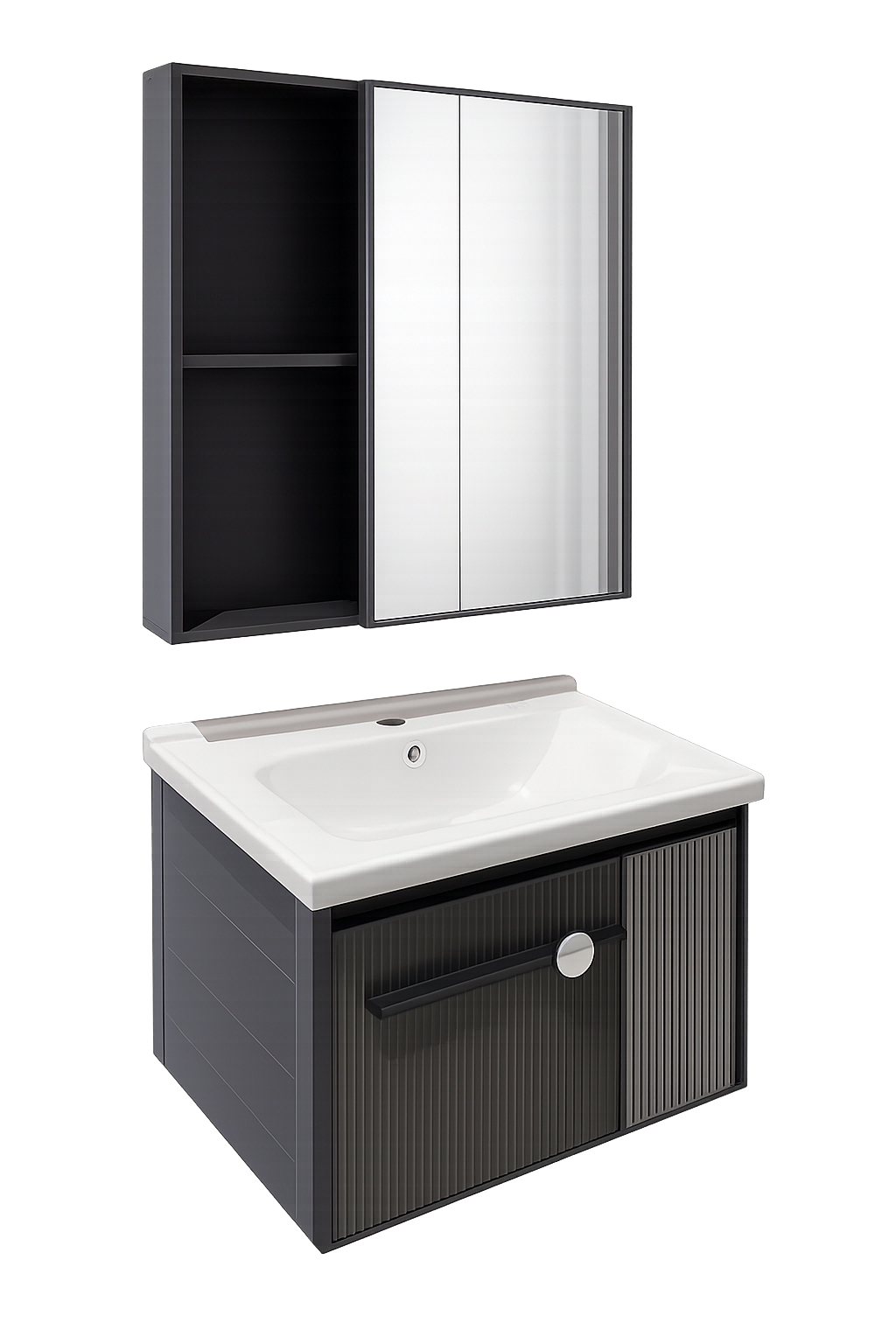Luxury Wall-Hung Bathroom Vanity Set with Mirror Cabinet